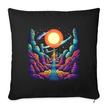 Treppe zum Himmel - Psychedelisches Schloss Art - Sofakissenbezug 45 x 45 cm - Schwarz - Vorne