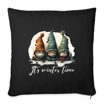 It's winter time - Sofa pillowcase 17,3'' x 17,3'' (45 x 45 cm) - black - Front