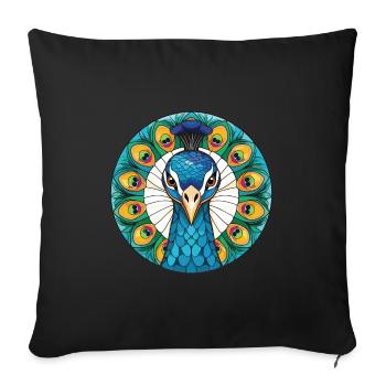 Peacock Colorful Watercolor Animal Illustration - Sofa pillowcase 17,3'' x 17,3'' (45 x 45 cm) - black - Front