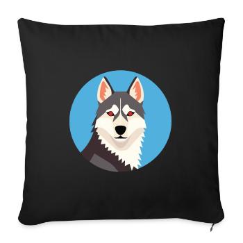 Husky Dog Aquarelle Colorée Animal Illustration - Housse de coussin décorative 45 x 45 cm - noir - Devant