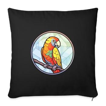 Parrot Colorful Watercolor Animal Pet Illustration - Sofa pillowcase 17,3'' x 17,3'' (45 x 45 cm) - black - Front