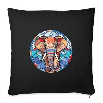 Elephant Colorful Watercolor Animal Illustration - Sofa pillowcase 17,3'' x 17,3'' (45 x 45 cm) - black - Front