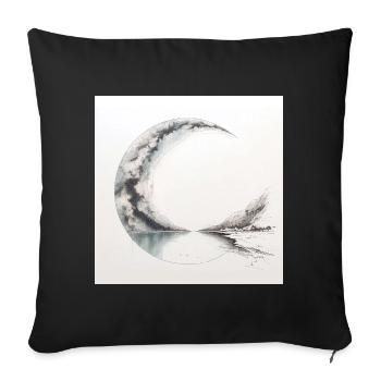 Zeichnungsposter einer surrealen Landschaft - Sofakissenbezug 45 x 45 cm - Schwarz - Vorne