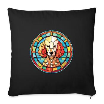 Caniche Chien Aquarelle Colorée Animal Illustration - Housse de coussin décorative 45 x 45 cm - noir - Devant