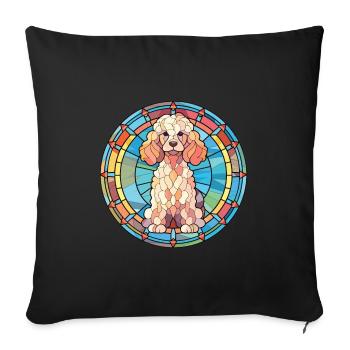 Caniche Chien Aquarelle Colorée Animal Illustration - Housse de coussin décorative 45 x 45 cm - noir - Devant