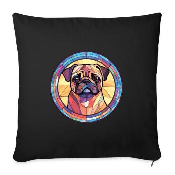 Carlin Chien Aquarelle Colorée Animal Illustration - Housse de coussin décorative 45 x 45 cm - noir - Devant