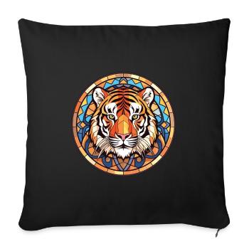Tiger Colorful Watercolor Animal Pet Illustration - Sofa pillowcase 17,3'' x 17,3'' (45 x 45 cm) - black - Front