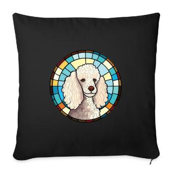 Poodle Dog Colorful Watercolor Animal Illustration - Sofa pillowcase 17,3'' x 17,3'' (45 x 45 cm) - black - Front