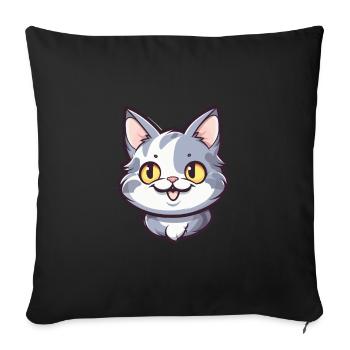 American Shorthair Cat Cartoon Watercolor Clipart - Sofa pillowcase 17,3'' x 17,3'' (45 x 45 cm) - black - Front