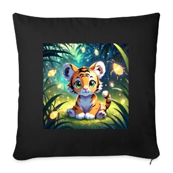 Mignon bébé tigre - Housse de coussin décorative 45 x 45 cm - noir - Devant