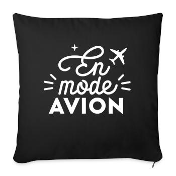 En mode avion - Housse de coussin décorative 45 x 45 cm - noir - Devant