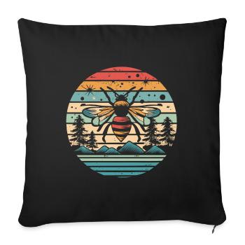 Retro Sunset Bee - Sofa pillowcase 17,3'' x 17,3'' (45 x 45 cm) - black - Front
