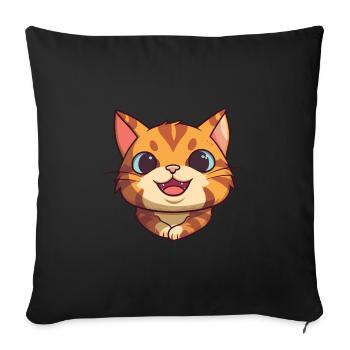 German Rex Cat Cartoon Watercolor Illustration - Sofa pillowcase 17,3'' x 17,3'' (45 x 45 cm) - black - Front