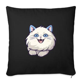 Ragdoll Cat Cartoon Illustration à l’aquarelle - Housse de coussin décorative 45 x 45 cm - noir - Devant