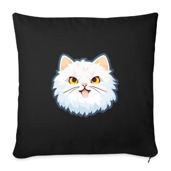 Selkirk Rex Cat Cartoon Illustration à l’aquarelle - Housse de coussin décorative 45 x 45 cm - noir - Devant
