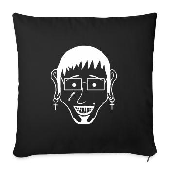 Franky (#7 from Weska Face Collection) - Sofa pillowcase 17,3'' x 17,3'' (45 x 45 cm) - black - Front