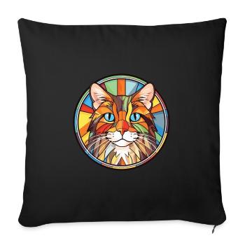 American Bobtail Cat Colorful Watercolor Cartoon - Sofa pillowcase 17,3'' x 17,3'' (45 x 45 cm) - black - Front
