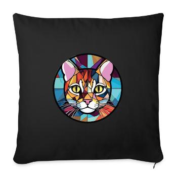 American Wirehair Cat Colorful Watercolor Cartoon - Sofa pillowcase 17,3'' x 17,3'' (45 x 45 cm) - black - Front