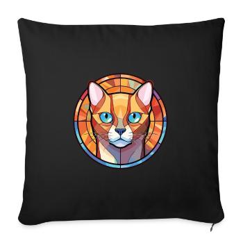 European Burmese Cat Colorful Watercolor Cartoon - Sofa pillowcase 17,3'' x 17,3'' (45 x 45 cm) - black - Front