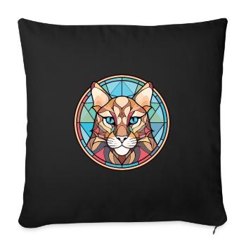 Eurasian Lynx Cat Colorful Watercolor Illustration - Sofa pillowcase 17,3'' x 17,3'' (45 x 45 cm) - black - Front