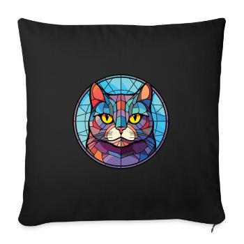 Britisch Kurzhaar Katze Bunte Aquarell-Karikatur - Sofakissenbezug 45 x 45 cm - Schwarz - Vorne