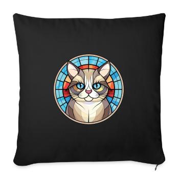 Illustration à l’aquarelle colorée de race de chat de Birmanie - Housse de coussin décorative 45 x 45 cm - noir - Devant