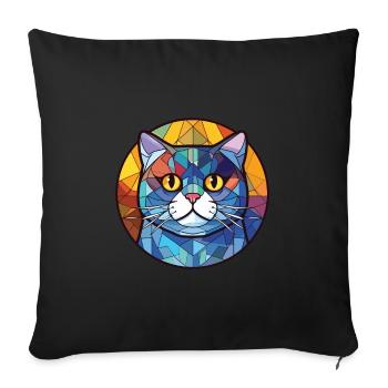 Britisch Kurzhaar Katze Bunte Aquarell-Karikatur - Sofakissenbezug 45 x 45 cm - Schwarz - Vorne