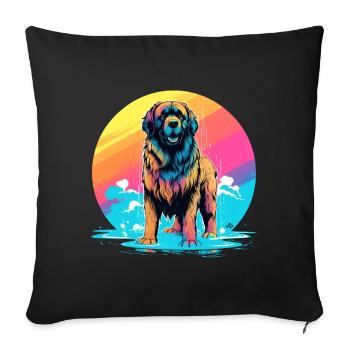 stehender Leonberger Hund Regenbogenfarbe - Sofakissenbezug 45 x 45 cm - Schwarz - Vorne