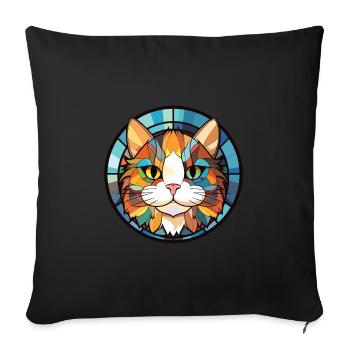 Munchkin-Katze bunte Aquarell-Haustier-Illustration - Sofakissenbezug 45 x 45 cm - Schwarz - Vorne