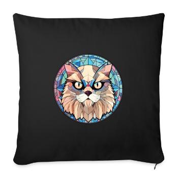 Himalaya-Katze bunte Aquarell-Haustier-Illustration - Sofakissenbezug 45 x 45 cm - Schwarz - Vorne
