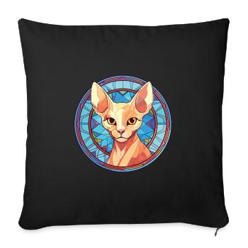 Sphynx Cat Breed Colorful Watercolor Illustration - Sofa pillowcase 17,3'' x 17,3'' (45 x 45 cm) - black - Front