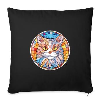 Selkirk Rex Cat Colorful Watercolor Illustration - Sofa pillowcase 17,3'' x 17,3'' (45 x 45 cm) - black - Front