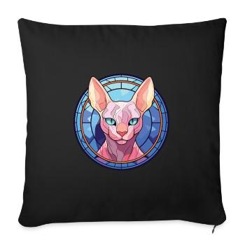 Sphynx Cat Breed Colorful Watercolor Illustration - Sofa pillowcase 17,3'' x 17,3'' (45 x 45 cm) - black - Front