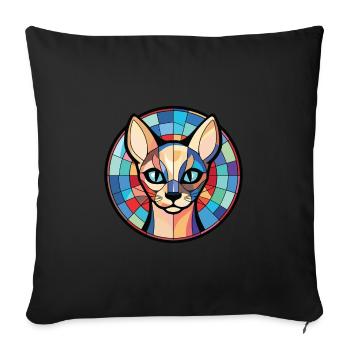 Race de chat siamois coloré aquarelle Illustration - Housse de coussin décorative 45 x 45 cm - noir - Devant