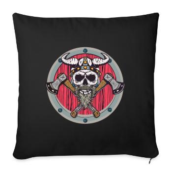 Viking skull with shield and axe - Sofa pillowcase 17,3'' x 17,3'' (45 x 45 cm) - black - Front