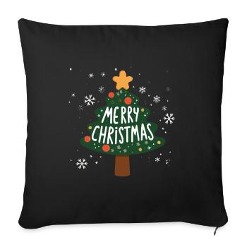 Merry Christmas Weihnachts Design Tannenbaum Neu - Sofakissenbezug 45 x 45 cm - Schwarz - Vorne