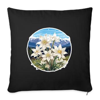Edelweiss Flower Plant Mountains - Sofa pillowcase 17,3'' x 17,3'' (45 x 45 cm) - black - Front