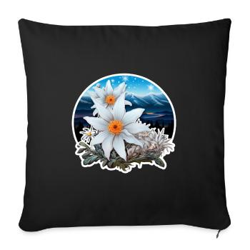 Edelweiss Flower Plant Mountains - Sofa pillowcase 17,3'' x 17,3'' (45 x 45 cm) - black - Front