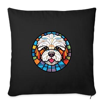 Bichon frisé chien race aquarelle Illustration - Housse de coussin décorative 45 x 45 cm - noir - Devant