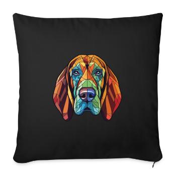 Bloodhound chien race aquarelle verre Illustration - Housse de coussin décorative 45 x 45 cm - noir - Devant