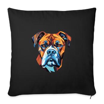 Bull Boxer Dog Breed Watercolor Glass Illustration - Sofa pillowcase 17,3'' x 17,3'' (45 x 45 cm) - black - Front
