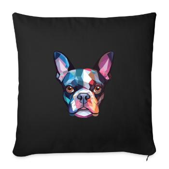 Boston Terrier Hunderasse Aquarell Illustration - Sofakissenbezug 45 x 45 cm - Schwarz - Vorne