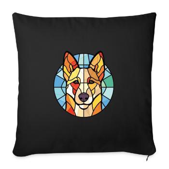 Berger Blanc Suisse Race de chien Aquarelle colorée - Housse de coussin décorative 45 x 45 cm - noir - Devant