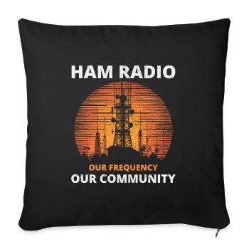 Tour de radio amateur Sunrise unissant notre fréquence - Housse de coussin décorative 45 x 45 cm - noir - Devant