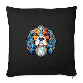 Cavalier King Charles Spaniel chien race aquarelle - Housse de coussin décorative 45 x 45 cm - noir - Devant