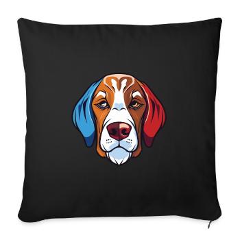 Chien Francais Dog Breed Watercolor Illustration - Sofa pillowcase 17,3'' x 17,3'' (45 x 45 cm) - black - Front