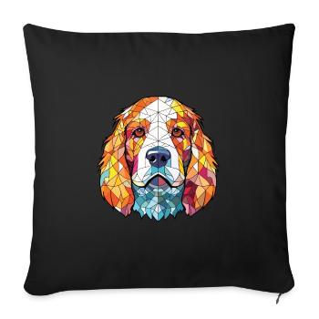 Clumber Spaniel Hunderasse Aquarell Illustration - Sofakissenbezug 45 x 45 cm - Schwarz - Vorne