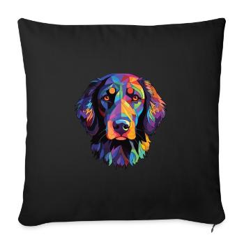 Verre aquarelle de race de chien Retriever enduit plat - Housse de coussin décorative 45 x 45 cm - noir - Devant