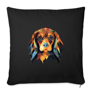 Anglais Toy Spaniel chien race aquarelle colorée - Housse de coussin décorative 45 x 45 cm - noir - Devant