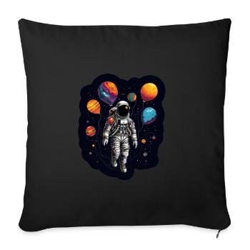 Lune des astronautes - Housse de coussin décorative 45 x 45 cm - noir - Devant